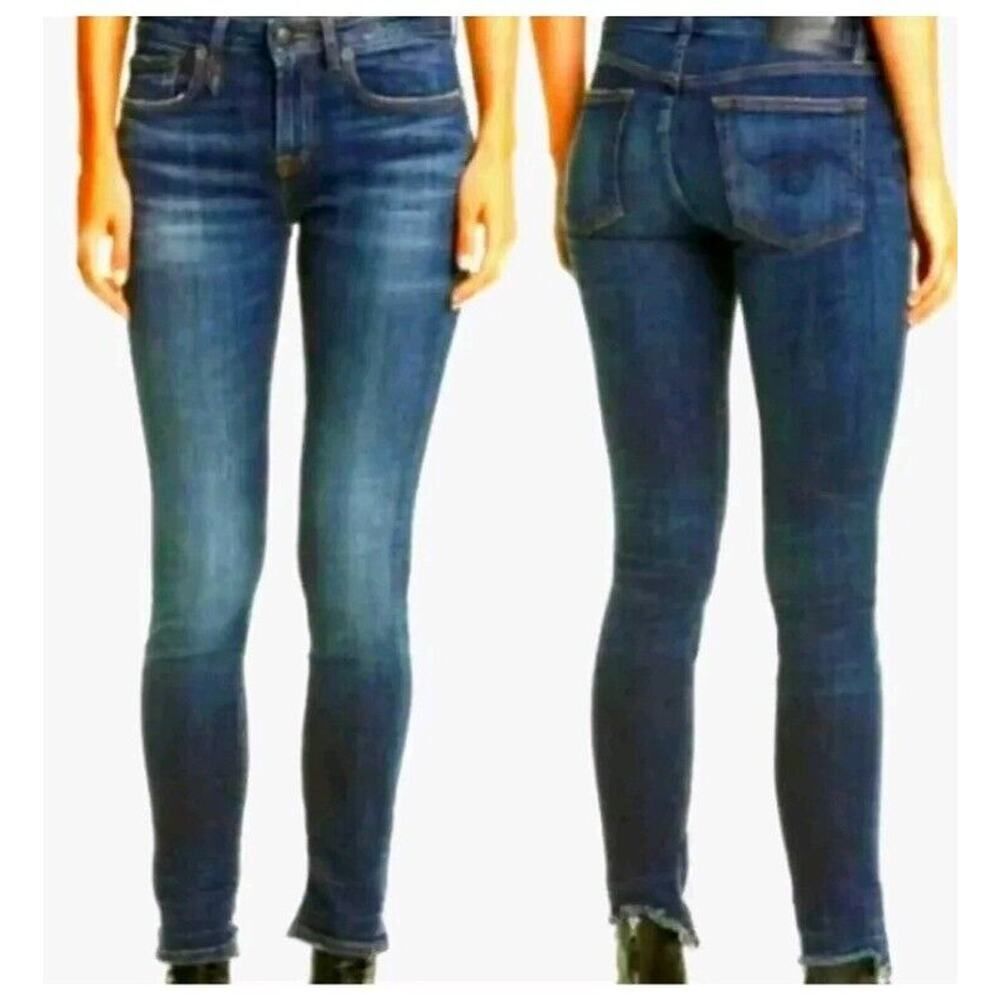 R13 Jeans Sz 25 Alison Skinny Howell Indigo W Cut Out Frayed Back Hem Italy (U